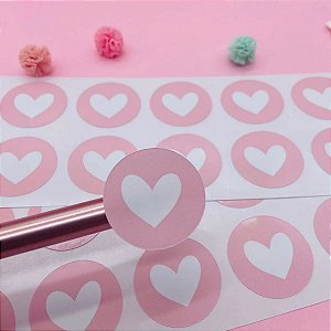 Adesivos Lacre Coração 3x3cm Unboxing Embalagens Colante Rosa Bebê