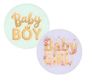 Adesivo Chá Revelação Team Girl Boy Verde E Lilas