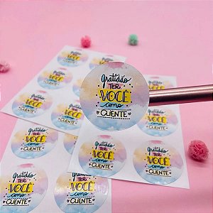 Etiqueta Adesivo Embalagens - Gratidão Ter Você Como Cliente