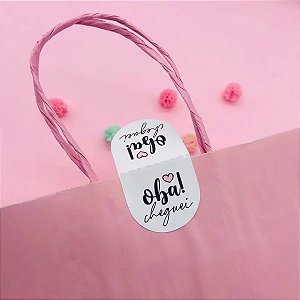 Adesivo Lacre Para Embalagem Rótulo Etiqueta Oba Cheguei Branco