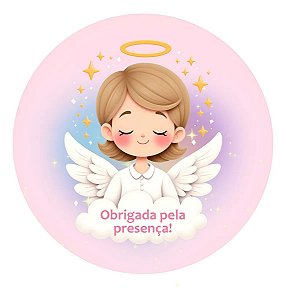 Adesivo Anjinha Meu Batizado Rosa Batismo Menina