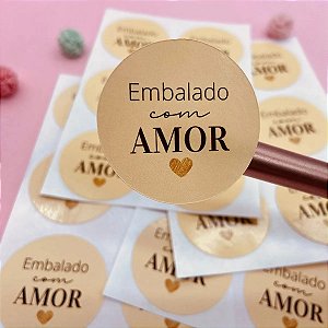 Adesivo Etiqueta Papelaria Embalado Com Amor Nude