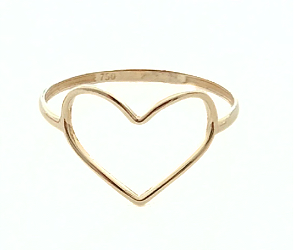 Anel Love Coração Vazado ouro 18k