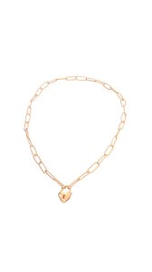 Colar Elos com Cadeado de Coração em ouro 18k