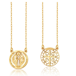 Escapulário em Ouro 18k Medalha São Bento