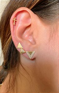 Brinco Triângulo com Zircônia em ouro 18k