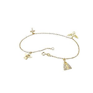 Pulseira Proteção Ícones com Diamantes em ouro amarelo 18K