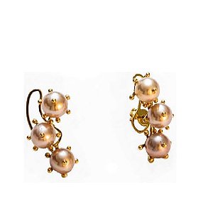 Brinco Earcuff em Pérola Rosa em ouro amarelo 18K