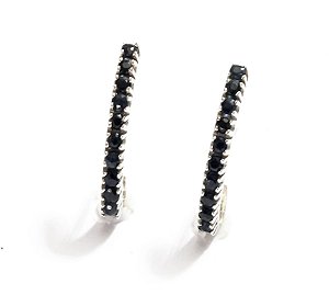 Brinco Ear Hook Silhueta com Safiras em ouro 18k