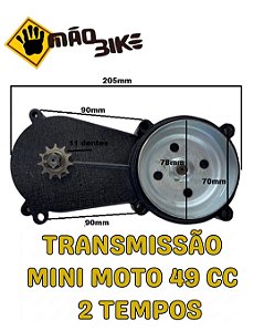 Transmissão mini moto 49cc 2-T