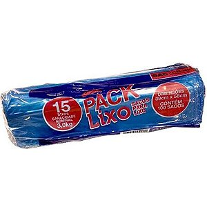 Saco lixo pic pack lixo 15 Lt azul c/100