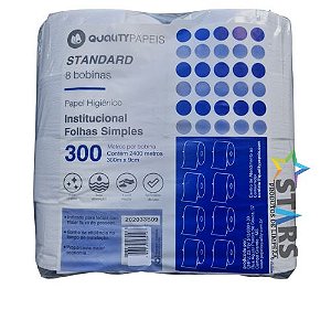 Papel higienico Rolao 8x300m Standart Celulose - Quality