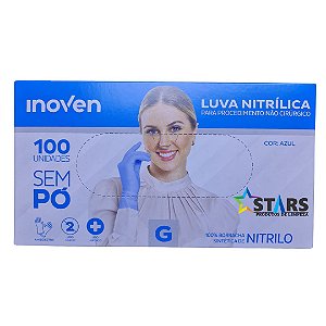 Luva Nitrílica Azul G - Inoven