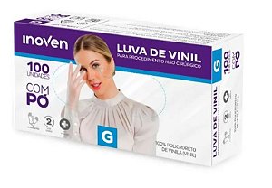 Luva Vinil C/ Pó Tam M CA46221 - Inoven