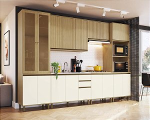 Cozinha Nova Dubai  Louro Freijo/Champagne 100% MDF