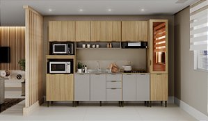 Cozinha Ibiza Louro Freijo/Cinza 100% MDF