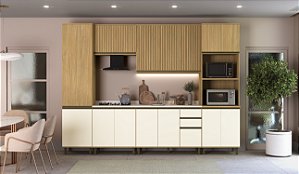 Cozinha Nova Dubai  Louro Freijo/Champagne 100% MDF