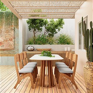 Mesa de Jantar  TM69 WJ com 6 Cadeiras CA32 J18 Dalla Costa