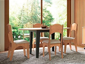 Mesa de Jantar Extensível Oval TM70 JPF com 4 Cadeiras CA18 J21 Dalla Costa