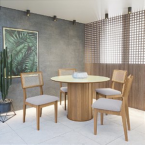 Mesa de Jantar Redonda TM73 WJ com 4 Cadeiras CA35 J18 Dalla Costa