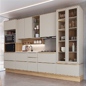 Cozinha Everest MDF Panna/Carvalho Delmarco