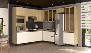 Cozinha Nova Dubai  Louro Freijo/Champagne 100% MDF