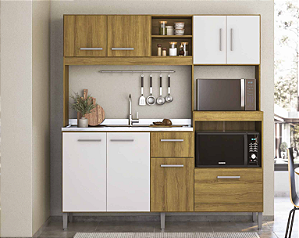 Cozinha Compacta Jasmim Mel/Branco