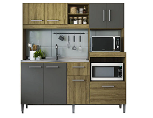 Cozinha Compacta Jasmim Mel/Grafite