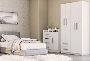 Conjunto de Cômoda e Roupeiro York Branco