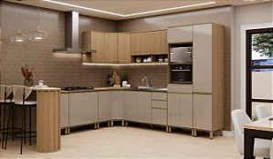 Cozinha Modulada Cora Freijo/Mocca 100% MDF