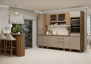 Cozinha Modulada Cora Freijo/Mocca 100% MDF