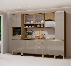 Cozinha Modulada Cora Freijo/Mocca 100% MDF