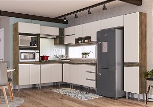 Cozinha Athena de Canto Itauba/Off White