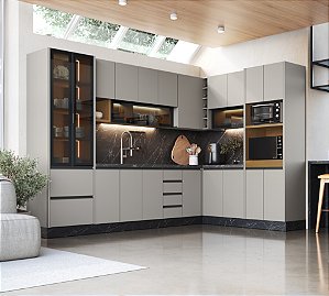 Cozinha Alma de Canto Cinza/Mascavo 100% MDF