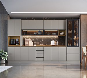 Cozinha Alma Cinza/Mascavo 100% MDF