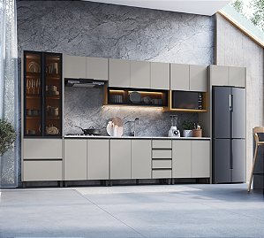 Cozinha Alma Cinza/Mascavo 100% MDF