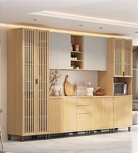 Cozinha Aura Carvalho/Cinza Cristal 100% MDF