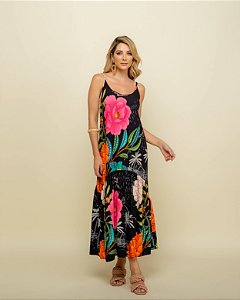 Vestido midi Marina estampa Coisa Mais Linda