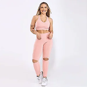 Conjunto Top e Legging Basic Com Recorte No Joelho - ROSE