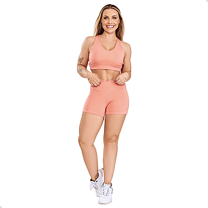 SHORT E TOP BASIC TRANÇADO - CORAL