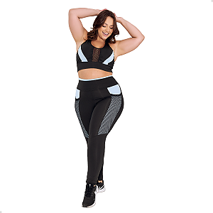 CONJUNTO PLUS SIZE PSC66- PRETO E AZUL
