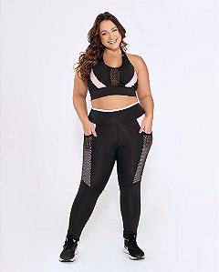 CONJUNTO  PLUS SIZE - PRETO E ROSE