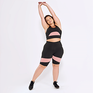 Conjunto Fitness Plus Size Bermuda e top Sem Transparência