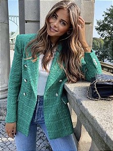 Blazer Tweed Chanel Verde