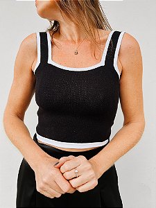 Blusa Cropped Preto Fernanda - Mini Moni