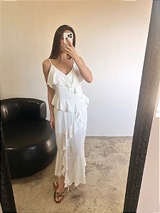 Vestido Longo Feminino Branco Manuela - Mini Moni