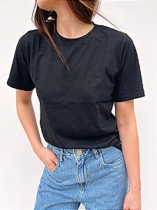 T-Shirt Feminina Preta Camila - Mini Moni