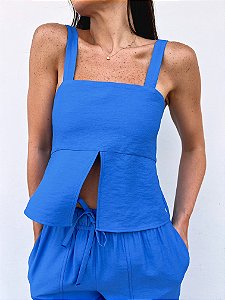 Blusa Feminina De Alça Azul Perla - Mini Moni