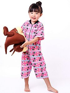 Pijama Infantil Macacão Meninas Vaquinha