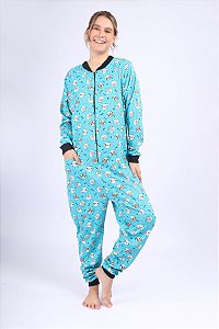 PIJAMA FEMININO GATO MEOW AZUL MONAKIDS